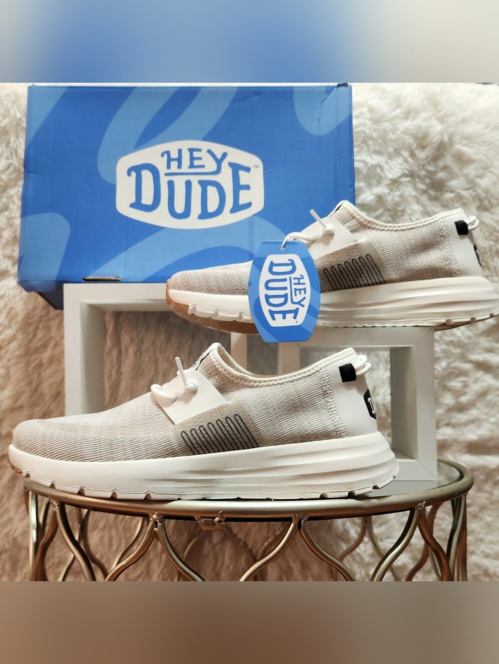 Hey Dude Sirocco White Men's 8 Women's 10 Lightweight Comfort Sneakers NWT & Box